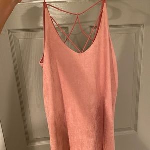 Pink faux suede dress